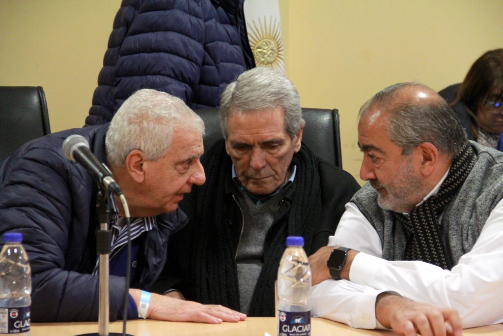 Lingeri, Acuña y Daer, durante una reunión de Consejo Directivo de la CGT. Foto: Sonido Gremial